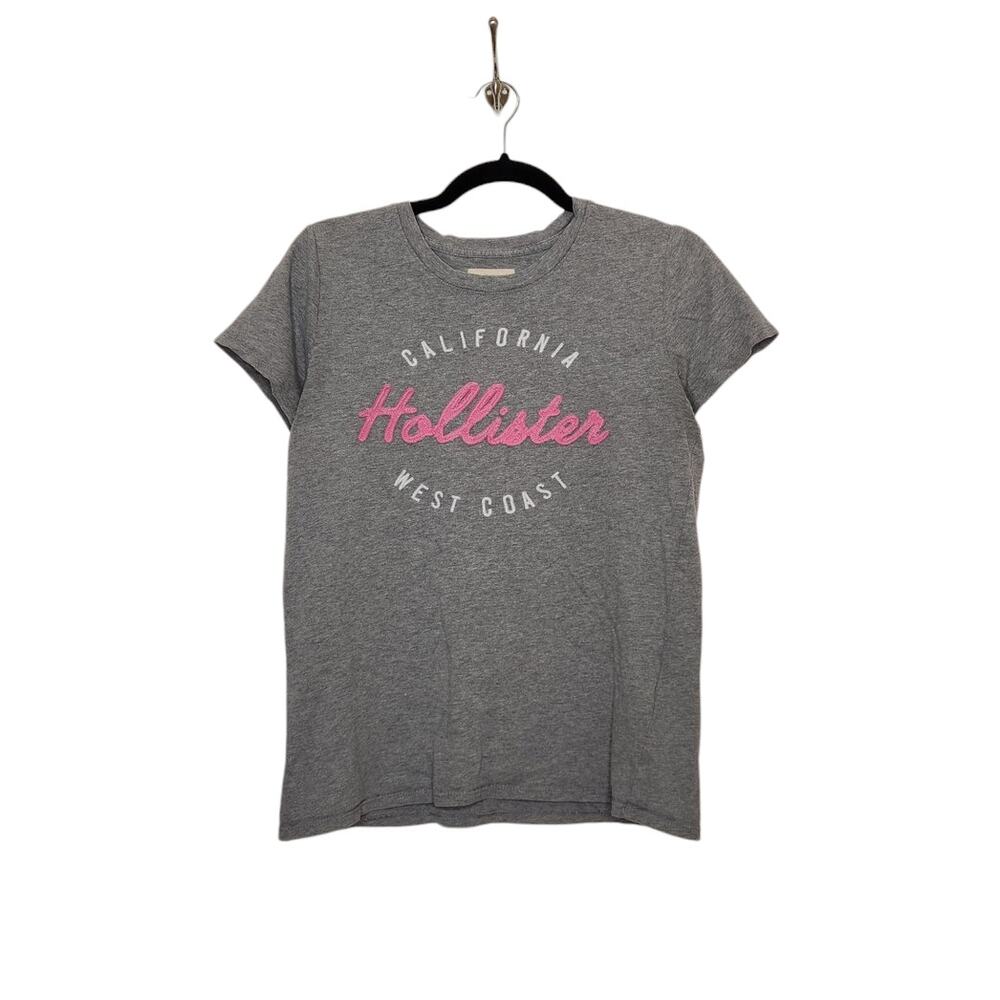 y2k Hollister Spellout Baby Tee Shirt Large Gray Beach Surf